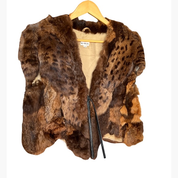 Vintage Unique Rabbit Fur Patchwork Style Vest Made in Hong Kong size L! - Picture 1 of 14